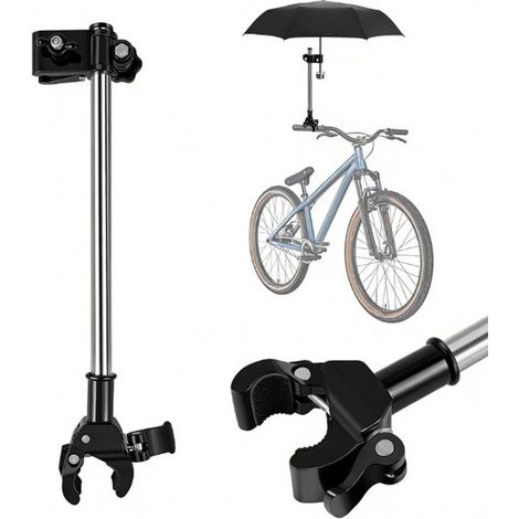 Support de parapluie pour vélo, fixation pour parapluie de vélo, clip de fixation réglable pour parapluie de vélo, pied de parapluie, noir, 36 cm de haut, Ed (1/5)