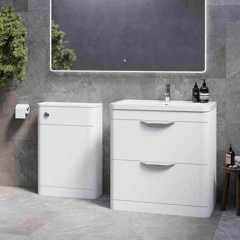 Oslo Gloss White 1350mm Vanity Unit Toilet Suite with Anya Basin - 1350mm - Oslo Standard HandleWithout Jubilee Toilet Pan