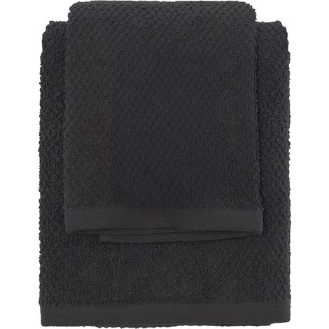 Set asciugamani bagno nero per viso e ospite in cotone puro Spring (1/5)