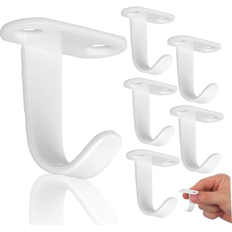 6 crochets muraux, fer, blanc, pour cuisine et salle de bain (1/5)