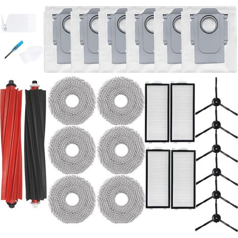 25 pièces Set d'accessoires Compatible pour Qrevo Master/Qrevo Slim, 2 brosses principale, 4 filtres HEPA, 6 Chiffons, 6 sacs à poussière, 6 brosses latérales, 1 brosse de nettoyage (1/5)