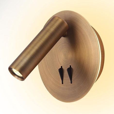 Lámpara de lectura de pared para mesita de noche, Aplique de pared ajustable montaje superficie, Iluminación LED pared mesitas noche (Bronce) (1/5)