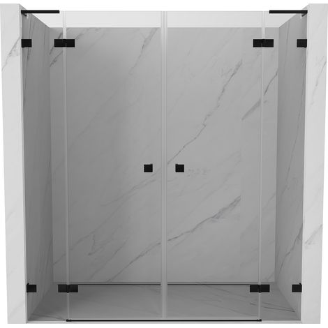 Mexen Lunar L Duo portes de douche battantes 180 cm, transparentes, noires - 834DL-180-000-70-00 (1/5)