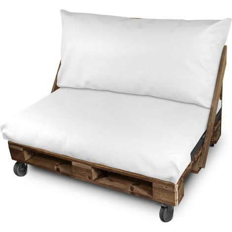 Coussin pour palette Similicuir Extérieur Blanc Dossier d’Angle 65x45x25 Blanc (1/5)