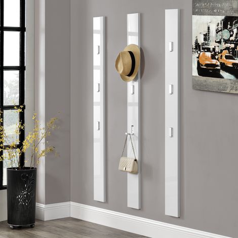 [en.casa] Perchero de pared con ganchos - percha de pared para ropas - blanco