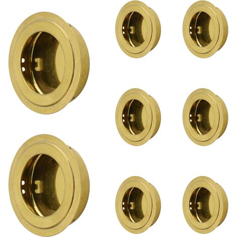 Maniglia tonda incassata color oro, 8 maniglie per porte in acciaio inox, maniglia nascosta per porta, per credenza, mobiletto, cassetto, cassettiera (1/5)