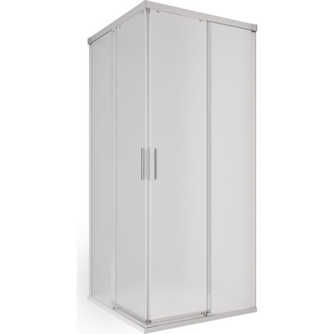Box Doccia Angolare 90x90 cm 2 Ante Scorrevoli in Cristallo Acidato 6mm H195 Bonussi Sofie (1/5)