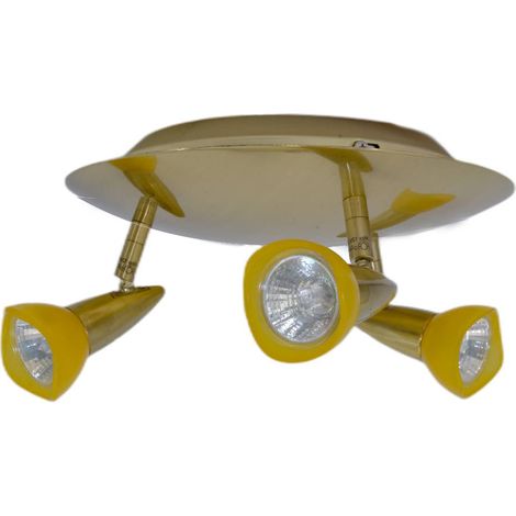 Plafonnier Xelux laiton brossé 3 spots orientables 50W (1/3)