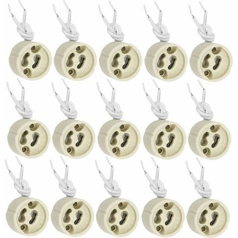 20 unidades de portalámparas GU10, base cerámica, 2A 250V con cable de silicona de 9 cm, adaptador de conector para bombillas LED y halógenas. (1/4)