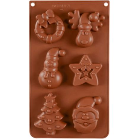 Stampo in silicone per albero di Natale, Babbo Natale, stella, renna, pupazzo di neve (1/3)