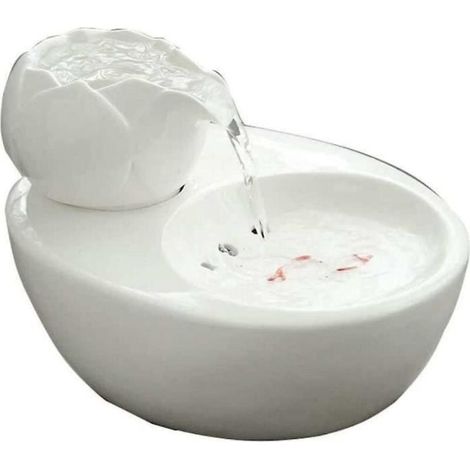 Fontaine à boire Lotus en céramique 1.3L pour animaux - Distributeur d'eau intérieur (1/3)