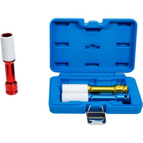 BGS Juego de vasos de impacto protectores, cuadradillo interior 12,5 mm (1/2"), 150 mm de profundidad, SW 17 / 19 / 21 mm, 3 piezas. - 7100 (1/5)