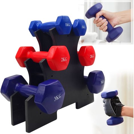Set di 6 manubri da 1-2-3 kg