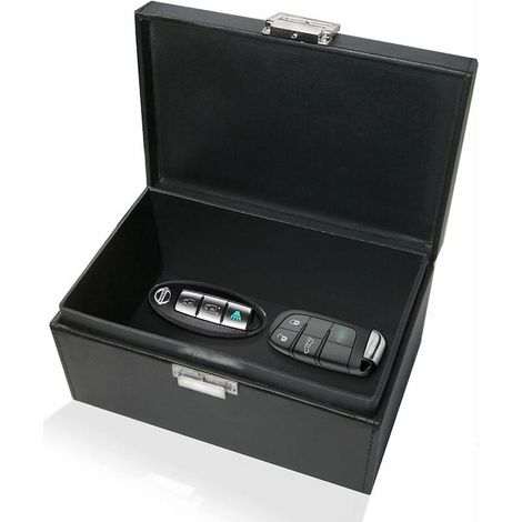 QttvbTna Storage Box, Faraday, Leather, 19x12x9cm, Black (1/5)
