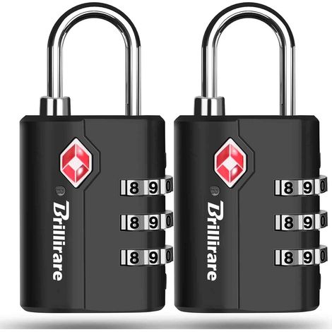 Lot de 2 serrures à bagages, cadenas de voyage à combinaison étanche à 3 chiffres, serrure d'extérieur réinitialisable sans clé, pour casiers, sacs, sac à dos (1/5)