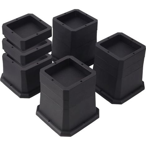 Set di 4 rialzi per mobili neri e regolabili in altezza. Altezza regolabile a 5,1 cm/7,6 cm/10,2 cm, adatti per letto, scrivania, tavolo e mobili per studenti. (1/5)