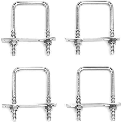 4 Pièces Acier Inoxydable Boulons En U M8 x 70 mm x 100 mm Boulon Carré en U Avec Écrous et Plaque De Cadre Boulons de Serrage Fixation pour Fixation Tuyaus (1/5)