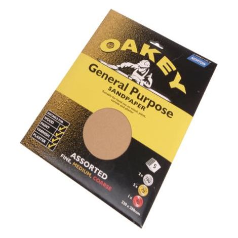 Oakey Glasspaper Sheets Fine Pack 5