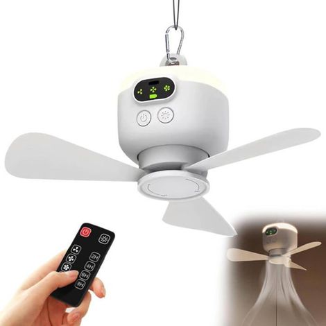 Ventilateur plafond - 8000 mAh à piles, intelligent, avec lumière, rechargeable par USB, avec télécommande, 3 vitesses - USB (1/5)