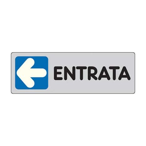 TARGA SEGNALETICA ADESIVA ENTRATA SX - VINILE CM 15X5- 10 pezzi