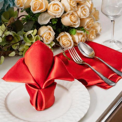 Satz aus 20 roten Satin-Tischservietten, 43x43 cm – Luxuriöse Dekoration für Hochzeit, Hotel und Veranstaltungen-lsw
