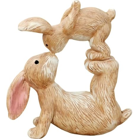 Statue de lapin embrassant en résine pour jardin, décoration extérieure pour boutique de bonsaïs (1/5)