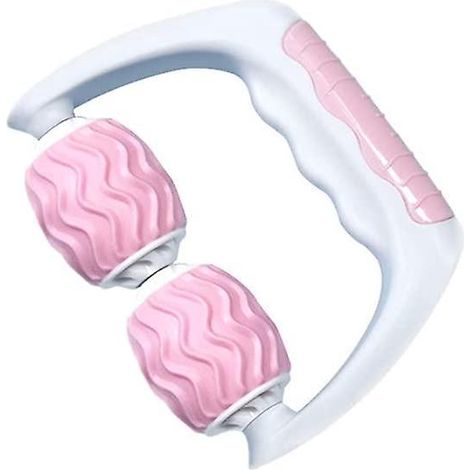 Rouleau de massage en mousse à 360°, 2 roues, masseur pour les mains et masseur pour les jambes (rose) (1/4)