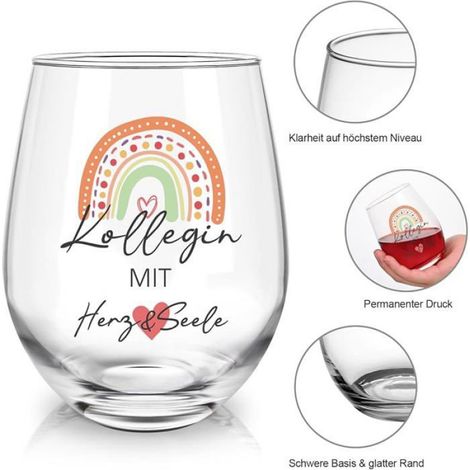 Verre À Vin - 520 ml - Verre À Vin Pour Cadeau Professionnel - Idéal Pour Remerciement Ou Adieu Collègue - 1 Pièce (1/5)