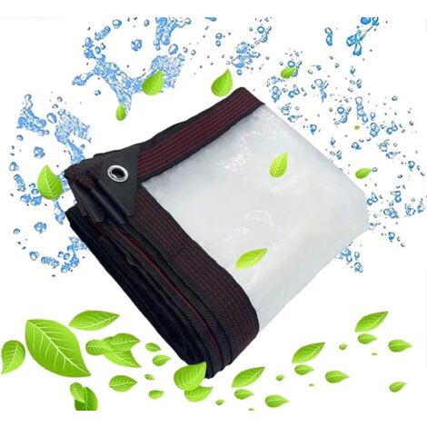 HOXILEELEO - Bâche de protection transparente 2 x 2 m – 100 % étanche – Œillets en aluminium – Résistante aux déchirures et aux moisissures (1/5)