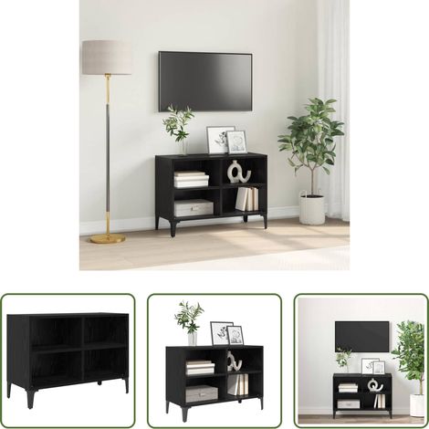 vidaXL Rangement mural - Ensemble meuble TV Noir 69,5 x 30 x 50 cm Bois d'ingénierie (1/5)