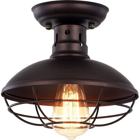Lámpara de techo industrial, lámpara de techo retro, lámpara de techo de metal negro, lámpara colgante para sala de estar, dormitorio, cafetería, bar, restaurante, comedor. (1/5)