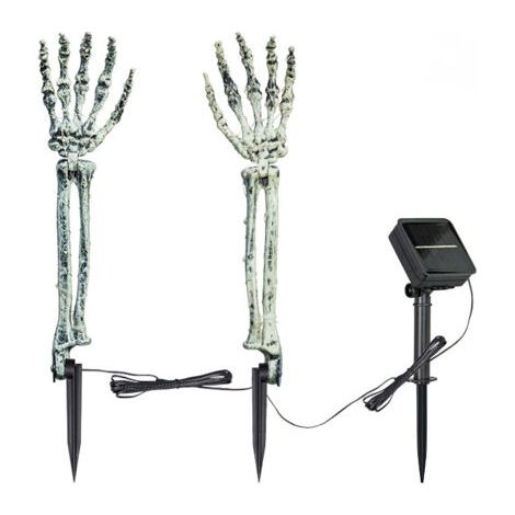 DEESSE SHOP-Décorations extérieures d'Halloween, piquet de bras de crâne illuminé avec 40 lumières blanches chaudes LED - 8 modes solaires d'extérieur-DENUOTOP (1/5)