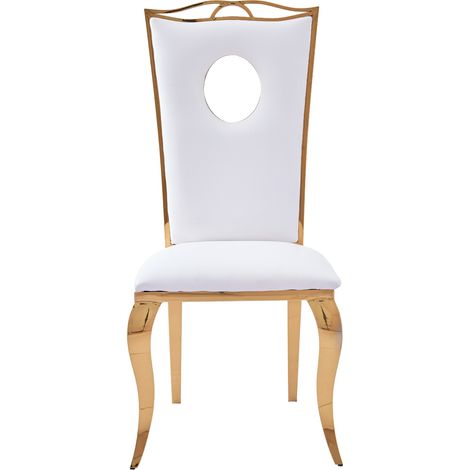 Lot de 4 Chaises Baroque ROYAL Gold Simili Blanc (1/5)