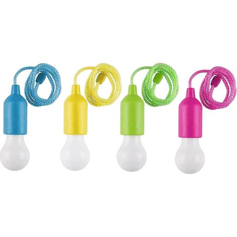 LED-Zugkordel-Lichterkette, 4 Stück, batteriebetrieben, zum Aufhängen, für Camping, Partys, Hochzeiten, drinnen und draußen