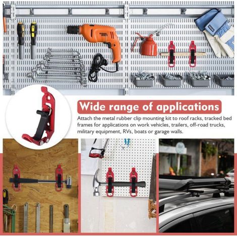 Support pelle galerie toit - 1kit, Pince métal caoutchouc voiture camion - Rouge Cuneary (1/5)