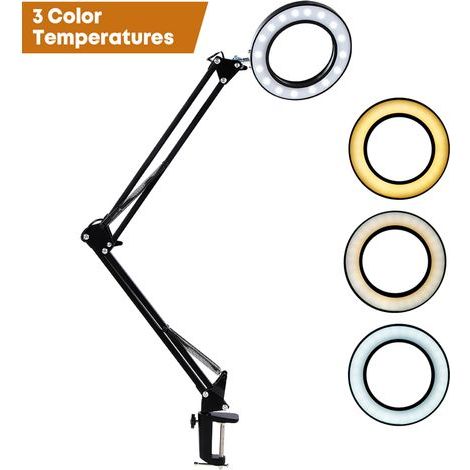 5X LED Magnifying Lamp, USB Crank Arm Magnifying Clamp Light Repair Lamp for Craft Repair, Sewing, Reading (1/5)