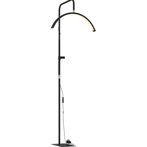 Lámpara de media luna LED para pestañas con soporte para móvil, 36 W, negra, altura regulable (1/5)