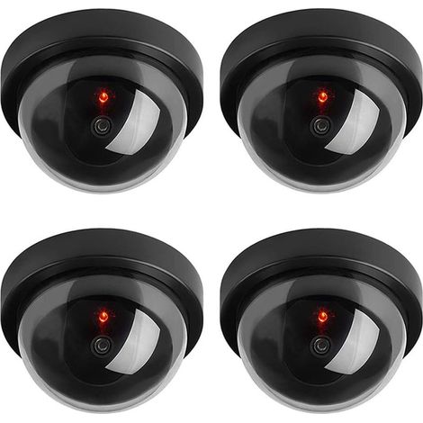 4 X noir Dôme Fausse sécurité fictive Caméra CCTV imperméable à l'eau IR LED Clignotant Rouge Lumière Surveillance intérieure extérieure (1/5)