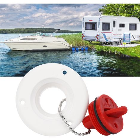 Bouchon de réservoir à essence ABS avec clé pour bateau et motorhome, couleur blanche, étanche (1/4)