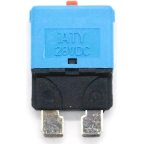 Fusible Mini-disjoncteur Réarmable 15 A 28 V Dc pour Véhicules Protection de Circuit, Remise à Zéro Manuelle, Lames 5, 2mm, Usage Marine et Câblage Basse Tension, Bleu (1/5)