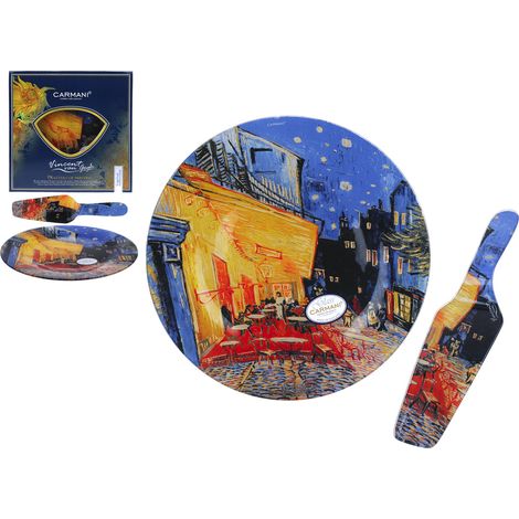Carmani, plato decorativo y funcional con espátula - VAN gogh/Terraza de café por la noche (1/5)