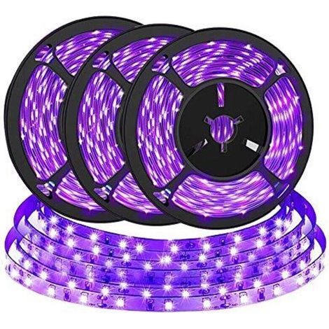 3 Lampes LED UV Violette 395-400nm, barre lumineuse 2m (30 LEDs/m), USB/alimentation, pour stérilisation, inspection billets (1/5)