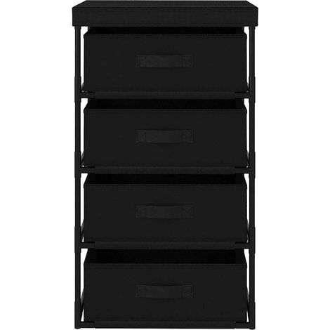 Meuble étagère de rangement avec 4 paniers en tissu cadre acier Noir 45 x 38 x 80 cm (1/5)