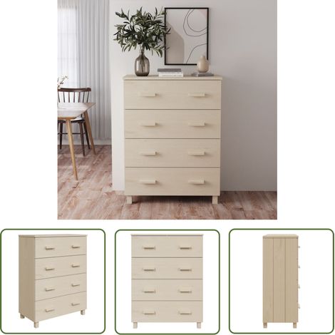 The Living Store Sideboard HAMAR Honigbraun 79x40x103,5 cm Massivholz Kiefer - Holz Sideboard - Kommode - Wohnzimmermöbel - Regal - Aufbewahrung (1/5)
