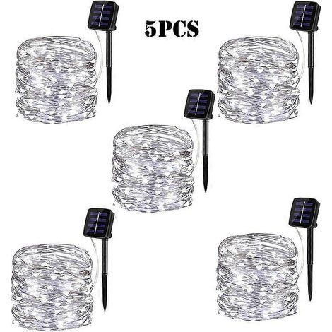 Guirlande lumineuse solaire LED étanche pour jardin extérieur lampe féérique 7 m/12 m/22 m/32 m - 32M350 LED - 5 pièces - blanc (1/5)