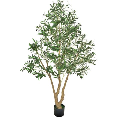 Mophorn Árbol Artificial de Olivo de 1829 mm de Altura, Planta Decorativa de PE para Hogar, Oficina, Hotel, Centro Comercial, Uso Interior y Exterior, con Maceta Negra (1/5)