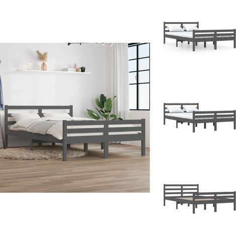 Massivholzbett Grau 120x200 cm - Holzbett - Massivholzbette - Kiefernbett - Doppelbett - Bettgestell (1/5)