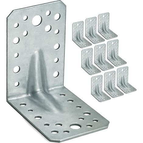 10 x Equerre d'assemblage renforcée (90 x 90 x 65 x 2) Equerre de Fixation Angle Droit Support en forme de L, Équerre Angle 90 Degrés en Acier, Équerre de Coin (1/5)