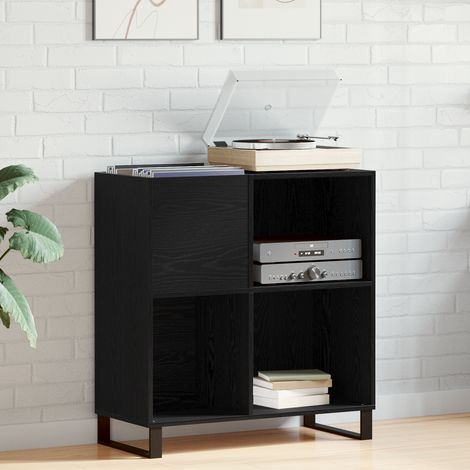 Schallplattenschrank Schwarz Eichen-Optik 85 x 38 x 89 cm (1/5)
