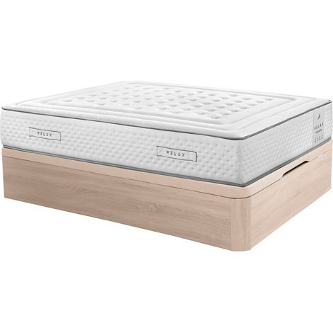 Matelas à ressorts ensachés Magnum Firm Relax 32 cm de haute qualité + Sommier pliant Relax 3D 32 cm de hauteur  90x190cm - Naturel